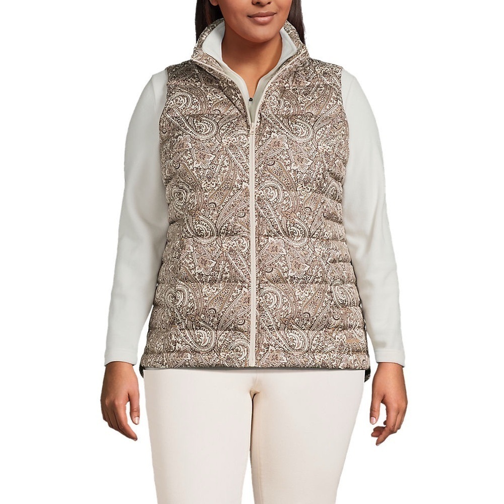 Lands’ End Women's Plus Size Down Puffer Vest in Paisley